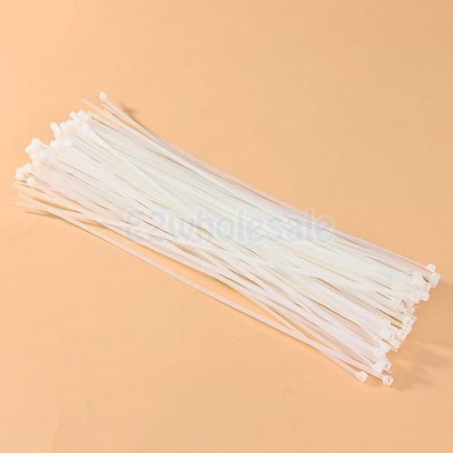 White pack of 100pcs 11.6&#034; network cable wire tie strap zip nylon cord kit for sale