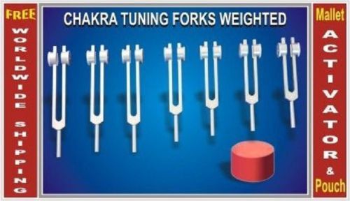High Quality 7 Chakras weighted Tuning forks +Activator HLS EHS