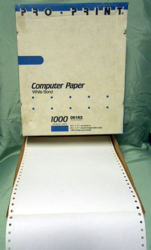Nearly full box (1000 sheets) Pin Feed Continuous Feed Printer Paper