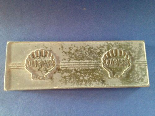 Old Shell Oil Advertising Double Stamps On Wood Printer&#039;s Letterpress Type Block