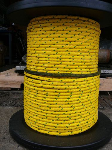 Yellow stable braid winch line, bull rope   coated double braid  3/8&#034; x 100 ft for sale