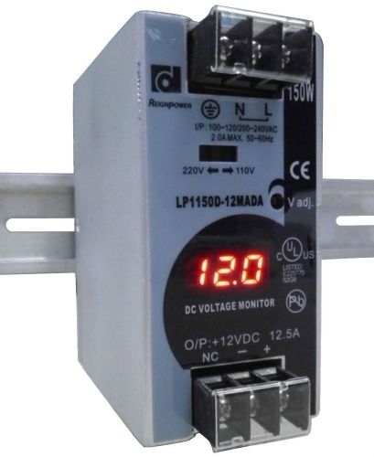 Reignpower lp1150d-12mda 12v 12a din rail power supply voltage monitor display for sale