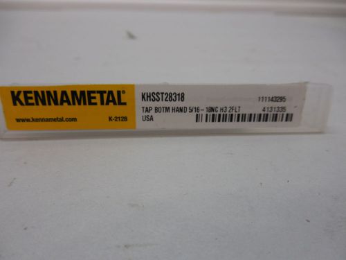 Kennametal 5/16&#034;-18 bottom tap usa khsst 28318 h3 2 flute machinist tools new for sale
