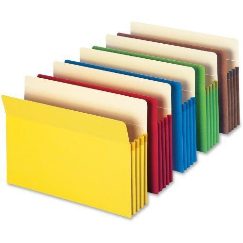 NEW Colored File Folders 3-1/2&#034; Expansion Pocket Letter Size 5 per Pack