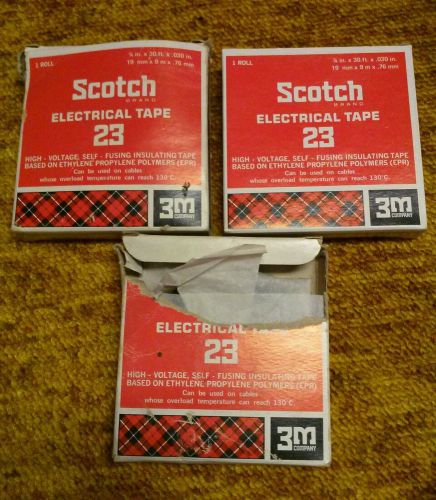 LOT of 3 NEW Scotch 3M 23 Rubber Splicing Tape 3/4&#034; x 30 ft. (10yds) high volt