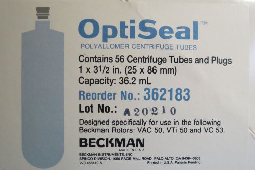 Beckman optiseal centrifuge tubes 36.2 ml  25 x 86 mm (qty. 56) # 362183 for sale