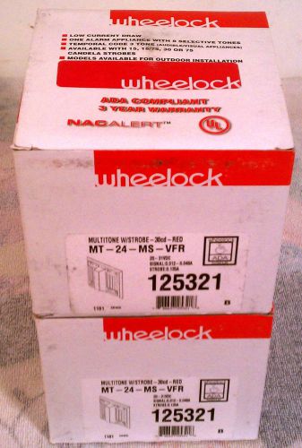 2 Wheelock MT-24-MS-VFR Non Addressable Fire Alarms  Audible Strobe NEW