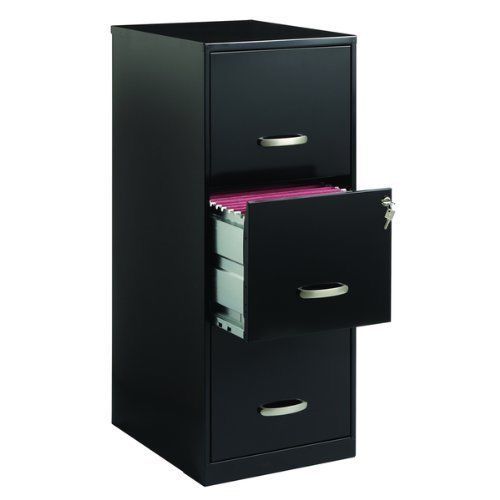 Office Designs 3 Drawer Black Steel File Cabinet Filing Business Storage 18573