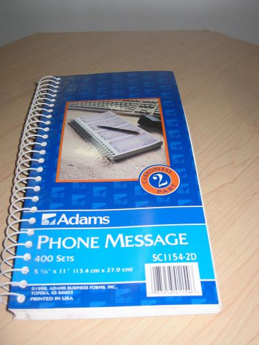 Adams Phone Message Book, 400 sets, Carbonless Duplicate 11&#034;x5 1/4&#034; - SC1154-2D