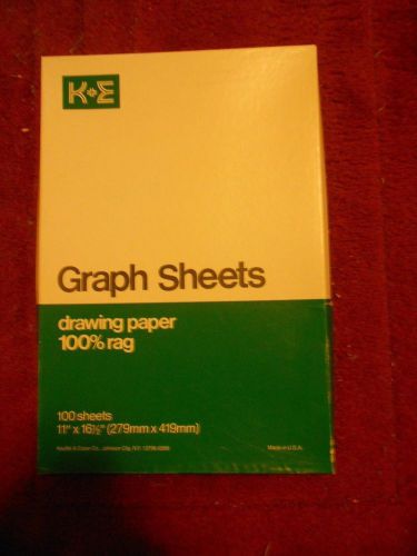 Keuffel &amp; esser k&amp;e 100 graph sheets drawing paper 100% rag 11x16.5 green 470780 for sale
