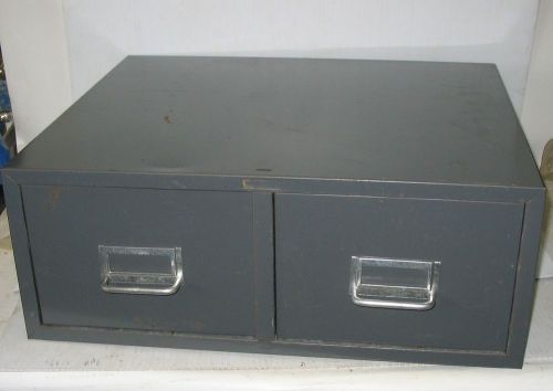 Vintage Grey Metal 2 Drawer 5 X 8 Index Card File Cabinet Industrial Office