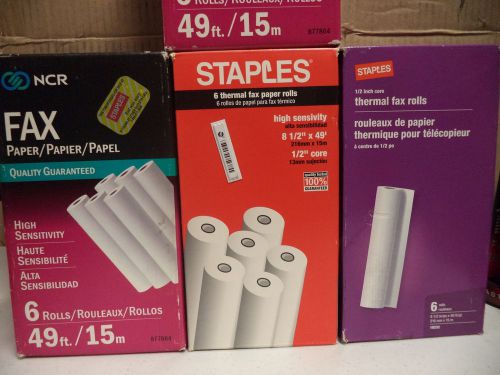 24 ROLLS 4 BOXES X 6 Staples NCR Thermal Fax Paper 1/2 inch Core 8.5 in x 49 ft