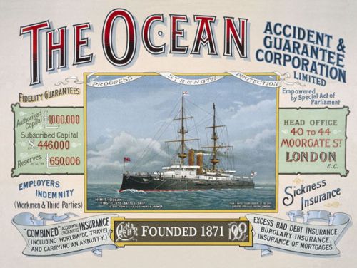 The ocean cargo ship transportation insurance metal sign for sale