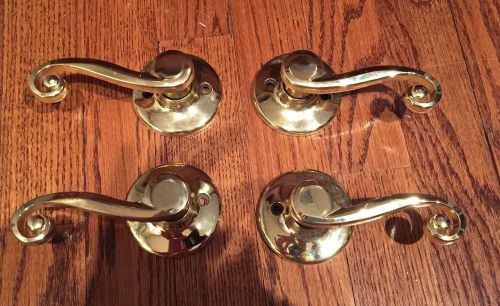 2 Sets: Polish Brass Dummy Handed Lever Closet Handle Door Solid Brass material