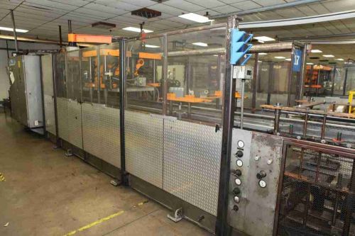 1995 SENCORP 2500 INLINE THERMOFORMER, SERVO, FORM- TRIM- STACK, WITH HANG HOLE