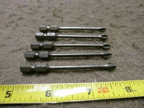 5 PC ST 2751A-3 EXTENDED 3&#034; SHANK PHILLIPS BIT DRIVERS AIRCRAFT TOOLS
