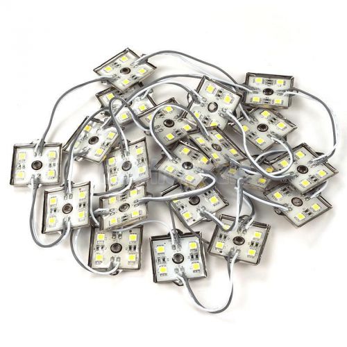 20pcs White 15LM 5050 SMD 4-LED Waterproof Modules DC 12V Low Power Consumption
