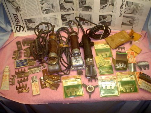 THREE STEWART OSTER CLIPMASTER HORSE SHEEP CLIPPERS SHEARS AND LOTS OF EXTRAS