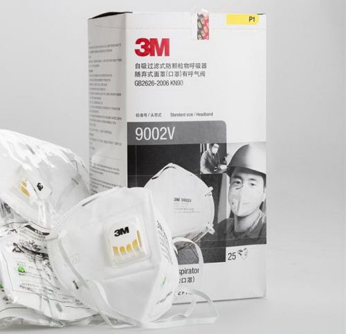 1box=25pcs 3m 9002v folded dust/mist respirator exhalation valve filter maskkn90 for sale