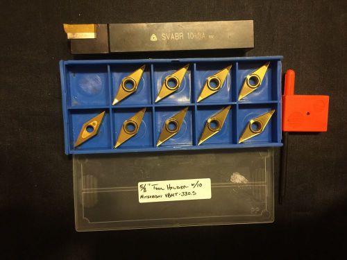 5/8&#034; Korloy SVABR 10-3A Tool Holder w/ Box of Mitsubishi VBMT 330.5 Inserts