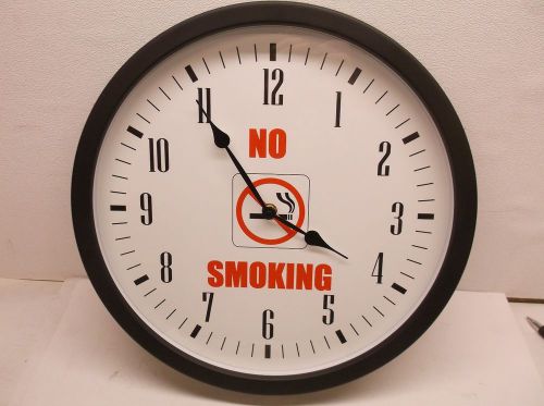 New NO SMOKING Analog Clock Electric/Batt 14-3/8 In Black (B11)