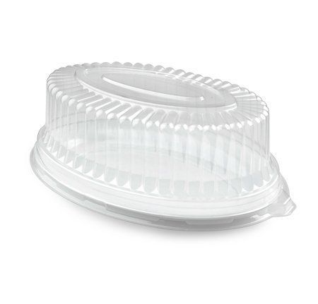 8&#034; x 12&#034; Clear Dome Lid for Oval Serving Tray - 50 per case