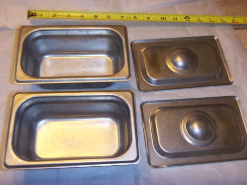 2 COMMERCIAL 4x7x2.5&#034; 200N2 ADCRAFT STAINLESS STEAM PANS GOOD USED CONDITION