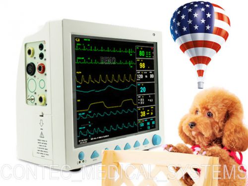 FDA 12&#034; Veterinary Patient Monitor VET ICU Monitor ECG NIBP SPO2 TEMP,USA Stock
