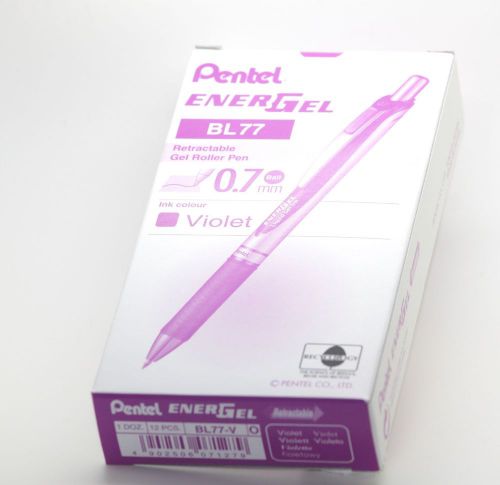 12 x pentel energel rtx retractable gel roller ball pen 0.7mm bl77 violet color for sale