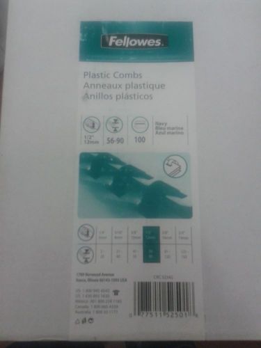 BRAND NEW BOX OF 100 PLASTIC BINDING RINGS 1/2&#034; SIZE FELLOWES  FREE SHIPPING!!