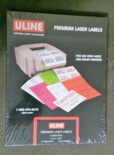 Uline Premium Laser Labels Blue, S-3847BLU 4X2&#034; 1000 labels