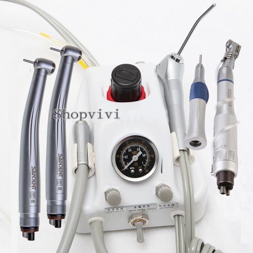 Portable Dental Air Turbine Unit Syringe w/ High Low Speedn Handpiece Kit 4 Hole
