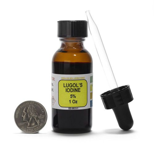 Lugols Iodine / 5% Solution / 1 Oz in an Amber Glass Bottle / Free Dropper / USA