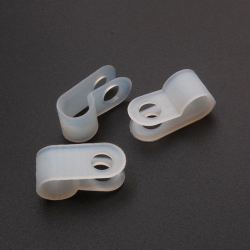 100 pcs nylon white wire cable hose p type clamp clips clip c r 6.4mm 1/4&#034; for sale