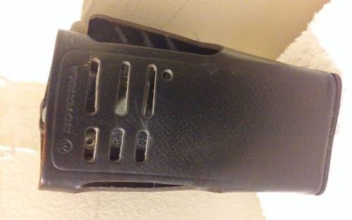 Motorola radio holder black leather belt swivel snap