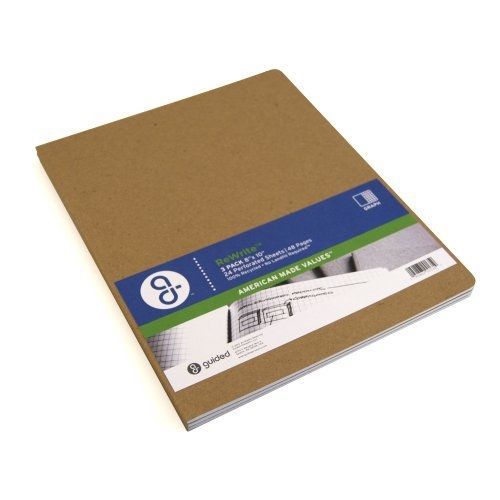 Guided Products ReWrite 8 x 10 Inches, Graph Recycled Notebook, 48 Pages, 3 Pack