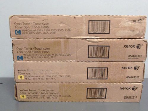 4 New Genuine XEROX Toner Cartridges 2C 2Y 006R01512 006R01510