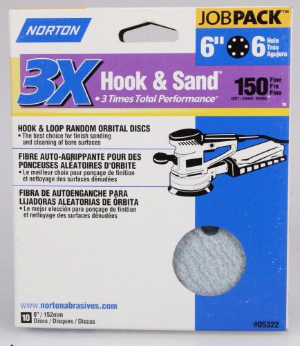 Norton 3x6&#034; hook &amp; sand vacuum hole discs p150 grit for sanding surfaces for sale