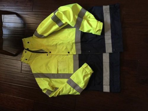 owl safety jacket water proof vest pants neon yellow navy reflective