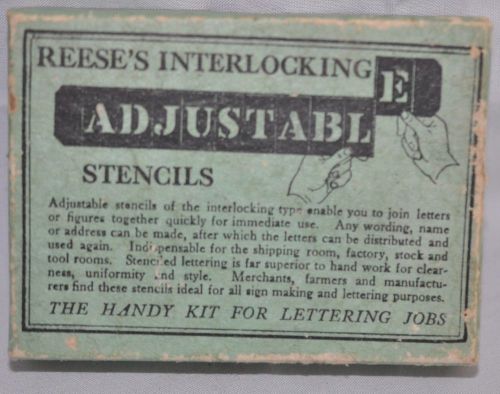 Vintage reese&#039;s  interlocking adjustable brass 1 1/2&#034; stencil letter set in orig for sale