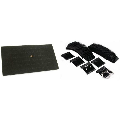 72 Slot Foam Ring Display Insert Pad &amp; Black Flocked Earring Cards Kit 101 Pcs