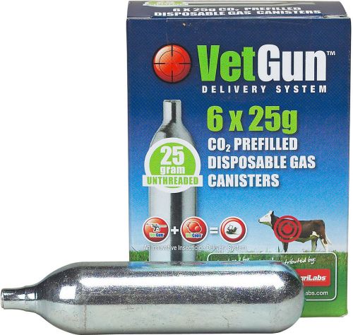 VetGun 25g Co2 Cartridge 6 Pack Cattle Insecticide us with VetGun VetCaps