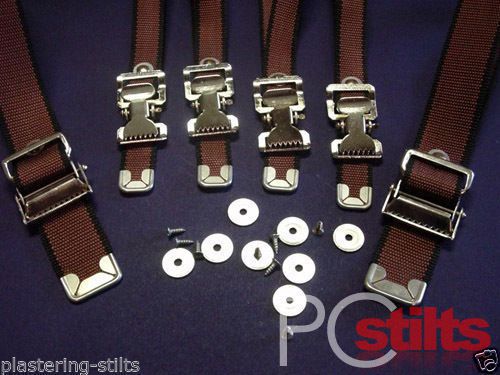 TOP QUALITY EU Plastering Stilts Parts Straps with Buckles Brown Full Set