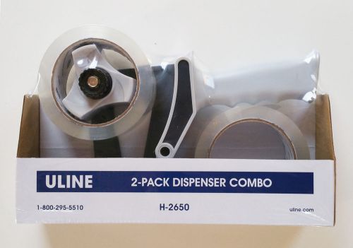 Tape Dispenser Pack w/ Uline Gun Dispenser, 2 rolls of Clear Sealing Tape - NEW