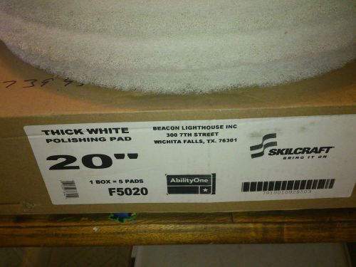 Skilcraft 20 inch white floor polishing pads Box of 5 new F5020