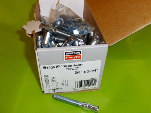 50/bx wa37234 wedge-all anchors nuts/washers simpson strongtie 3/8&#034; x 2 3/4&#034; for sale