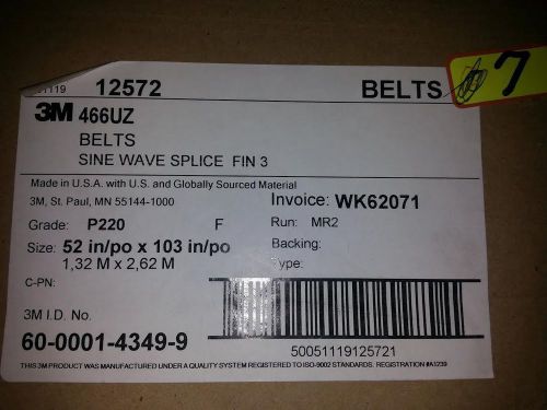 3m paper belt 466uz, silicon carbide, 52&#034; width x 103&#034; length, p220 (7pk) for sale