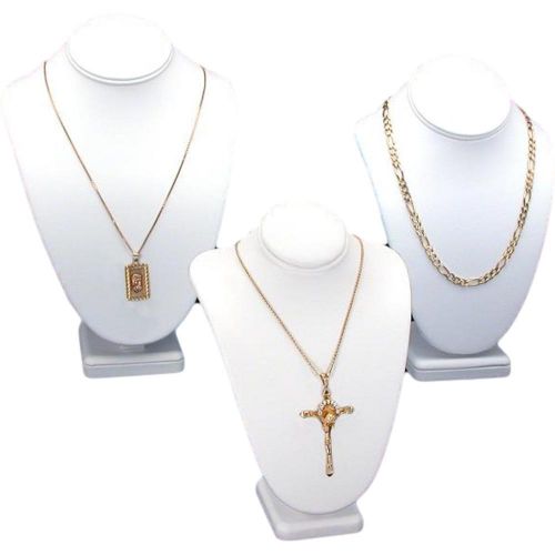 3Pc White Necklace Chain Jewelry Display Bust 11&#034;