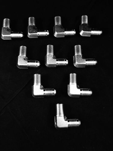 NEW! (LOT OF 10 -6 (3/8&#034;) Male JIC x 1/4&#034; Male NPT Elbow Adapter, 316 SS