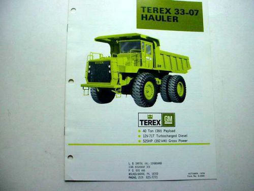 Terex 33-07 &amp; 33-03B Hauler Truck Literature Items